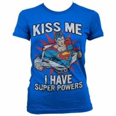 Originele  Blauw Superman girly t-shirt carnavalskleding