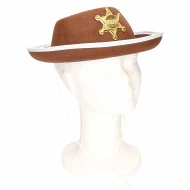Originele bruine sheriff hoed kinderen carnavalskleding