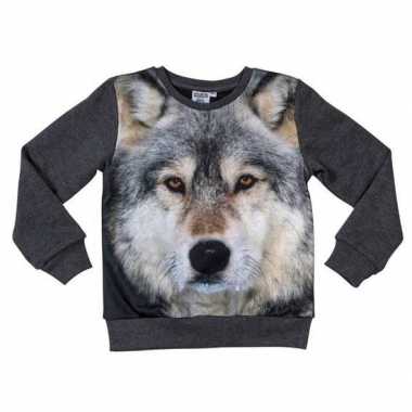 Originele donkergrijze sweater wolf kinderen carnavalskleding