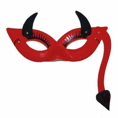 Originele  Duivelin masker hoorns staart carnavalskleding