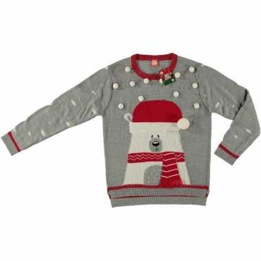 Originele grijze kersttrui ijsbeer dames carnavalskleding