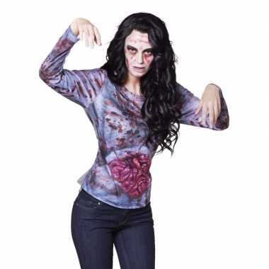 Originele halloween dames shirt zombie ingewanden carnavalskleding