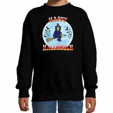 Originele happy halloween heks verkleed sweater zwart kinderen carnav