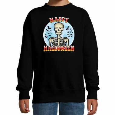 Originele happy halloween skelet verkleed sweater zwart kinderen carn