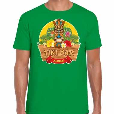 Originele hawaii feest t shirt / shirt tiki bar aloha groen heren carnavalskleding