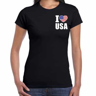 Originele i love usa t shirt amerika zwart borst dames carnavalskleding