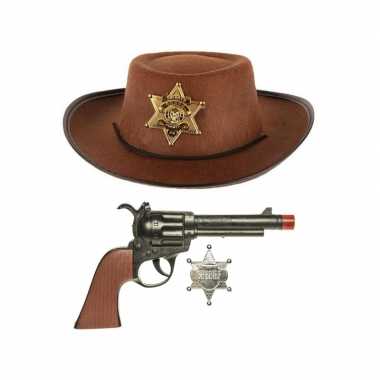 Originele kinder cowboy verkleed set hoed pistolen carnavalskleding