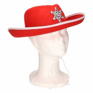 Originele kinder cowboyhoed rood/wit carnavalskleding