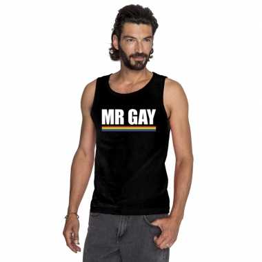 Originele lgbt singlet shirt/ tanktop zwart mister gay heren carnaval