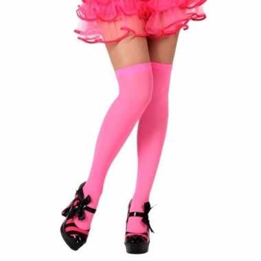 Originele neon roze verkleed kousen dames carnavalskleding