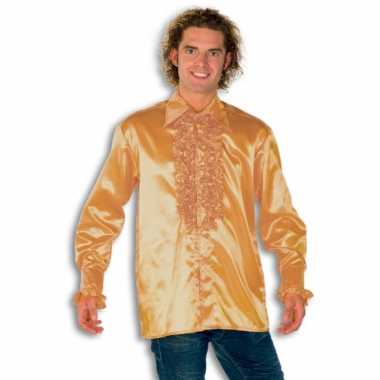 Originele  Overhemd goud rouches heren carnavalskleding
