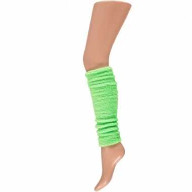 Originele pluche beenwarmers neon groen carnavalskleding