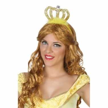 Originele prinses/koningin verkleed diadeem gouden kroon carnavalskle