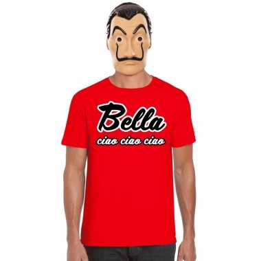 Originele rood bella ciao t shirt la casa papel masker heren carnaval