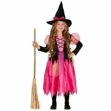 Originele roze heks carnavalskleding shiny witch kinderen