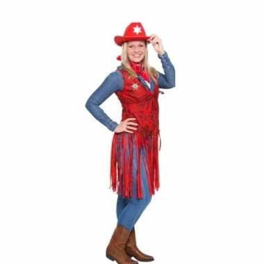 Originele western rood cowgirl carnavalskleding dames