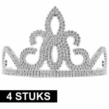Originele x prinsessen tiara zilver dames carnavalskleding