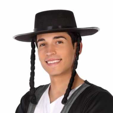 Originele zwarte orthodoxe jood verkleed hoed heren carnavalskleding