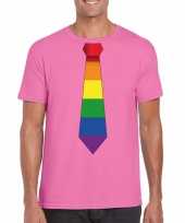 Originele azalea roze t shirt regenboog vlag stropdas heren carnavalskleding