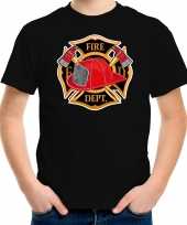 Originele brandweer logo t shirt carnavalskleding zwart kinderen