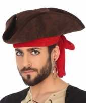 Originele bruine piraten driesteek verkleed hoed volwassenen carnavalskleding