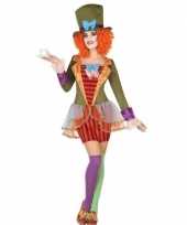 Originele clown hoge hoed verkleed set dames carnavalskleding