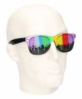 Originele clubmaster zonnebril regenboog kleuren carnavalskleding