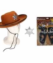 Originele cowboy accessoire set bruin kinderen carnavalskleding