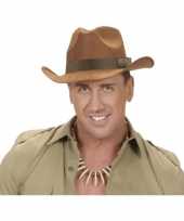 Originele cowboy hoed bruin carnavalskleding