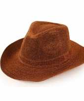 Originele cowboyhoed koperbruin glitter volwassenen carnavalskleding