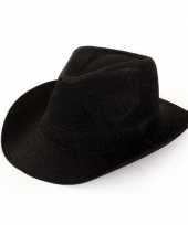 Originele cowboyhoed zwart glitter volwassenen carnavalskleding