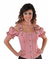 Originele cowgirl overhemd dames rood off shoulder carnavalskleding