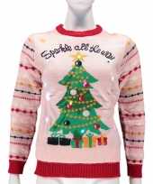 Originele dames foute kersttrui sparkle all the way lichtjes carnavalskleding