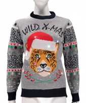 Originele dames foute kersttrui wild mas lichtjes carnavalskleding
