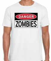 Originele danger zombies t shirt wit heren carnavalskleding