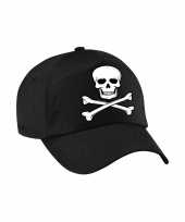 Originele doodskop piraten verkleed pet zwart volwassenen carnavalskleding