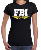 Originele fbi agent tekst t shirt zwart dames carnavalskleding