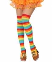 Originele gestreepte kousen clown verkleed accessoire dames carnavalskleding