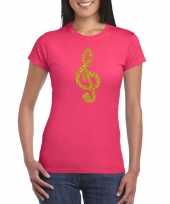 Originele gouden muziek noot g sleutel muziek feest t shirt carnavalskleding roze dames