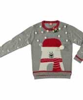 Originele grijze kersttrui ijsbeer dames carnavalskleding