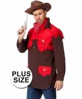 Originele grote maten feest cowboy carnavalskleding shirt heren
