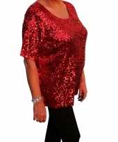 Originele grote maten rode glitter pailletten disco shirt dames xl carnavalskleding