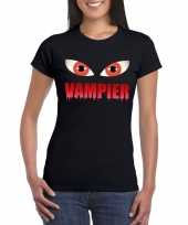 Originele halloween vampier ogen t shirt zwart dames carnavalskleding