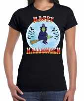 Originele happy halloween heks verkleed t shirt zwart dames carnavalskleding