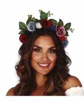 Originele hippie flower power gekleurde verkleed bloemen diadeem tiara carnavalskleding 10162908