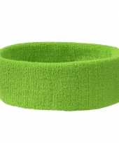 Originele hoofd zweetbandjes sport limekleurig carnavalskleding
