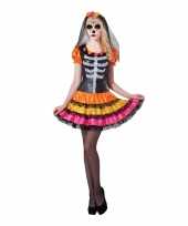 Originele horror skelet carnavalskleding lady raibow day of the dead