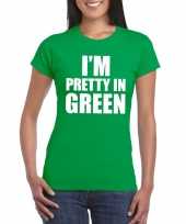 Originele i m pretty green t shirt groen dames carnavalskleding