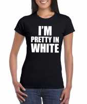 Originele i m pretty white t shirt zwart dames carnavalskleding
