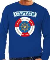 Originele kapitein captain verkleed sweater blauw heren carnavalskleding